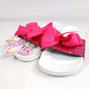 Jojo Siwa Slide Sandals Girls Size Large 2/3 Pink Glitter & Bow
